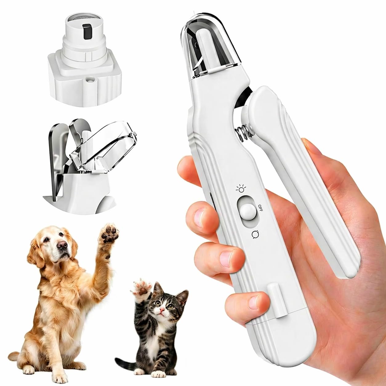 Dog nails clippers pet nail clippers& Grinders for cat and dog with Light,2-in-1 Ultra-Quiet, USB Rechargeable, Multiple Grinding Methods, and Splash Guard for Small, Medium, and Large Dogs & Cat
