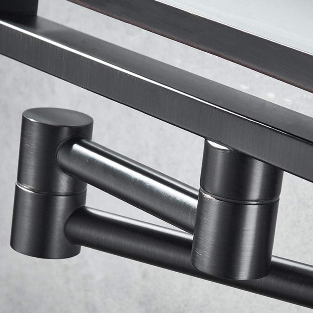 Wall Mounted Makeup Mirror Vanity Mirror LED Lighted with 3X Magnification Square Double-Sided Shaving Mirror 360° Free Rotation Extendable and Black Finished for Bathroom, Spa and Hotel