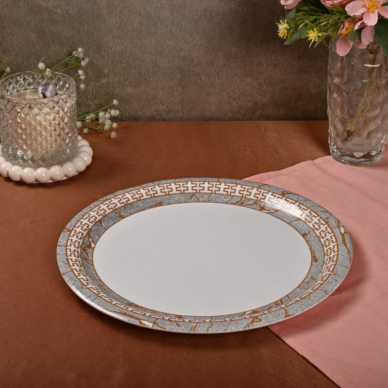 Image of Golden Fish 6 Pcs Dinner Plate Set for Home Dining | Full Size Serving Plates for Meals | Uniform Design for Table Setup | Stackable, Easy to Maintain & Suitable for Daily Use & Gifting