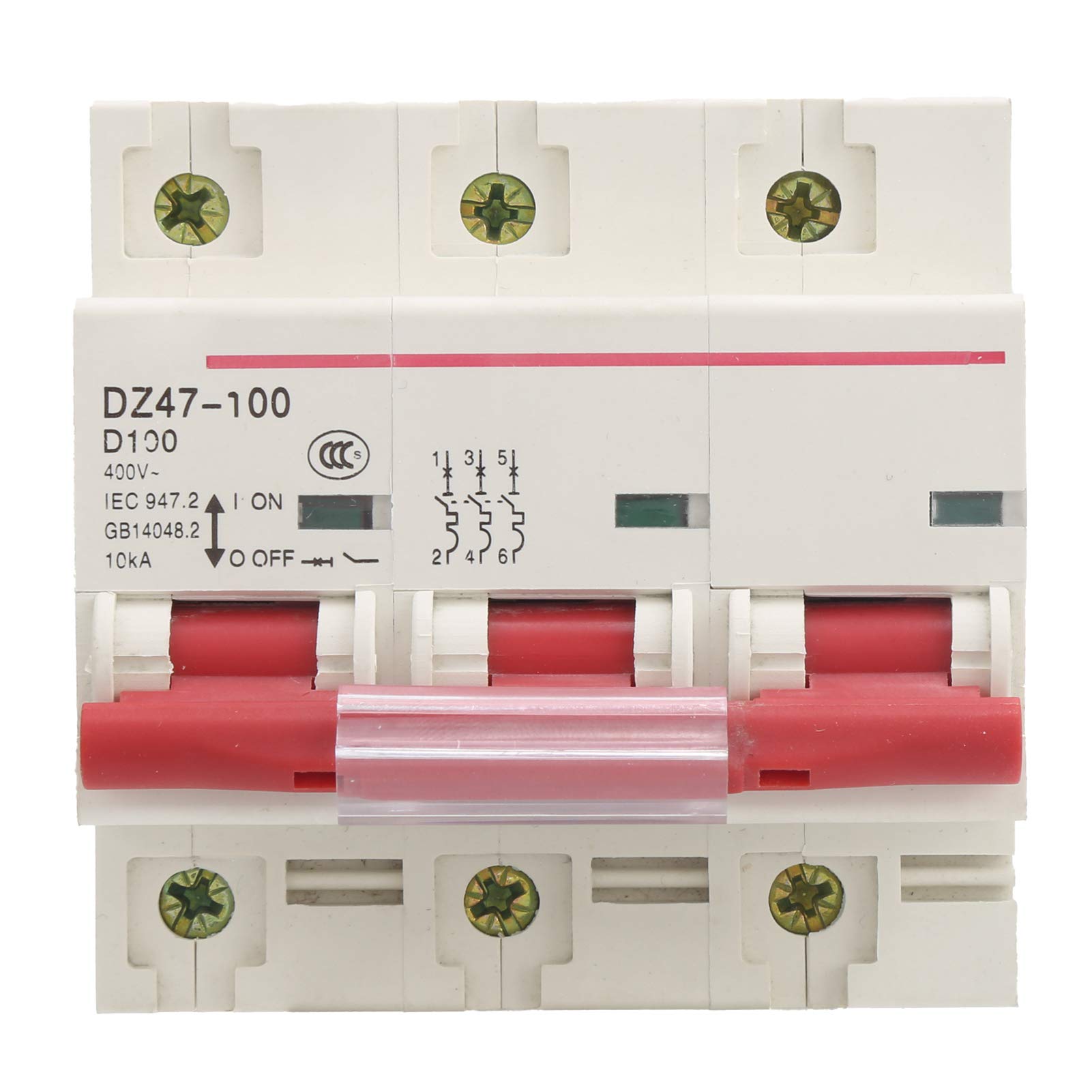 GVBAEPIEO Household Air Switch, Eco-Friendly DZ47-100 3P D80~100A Recyclable Plastic Miniature Circuit Breaker for Leakage Protection