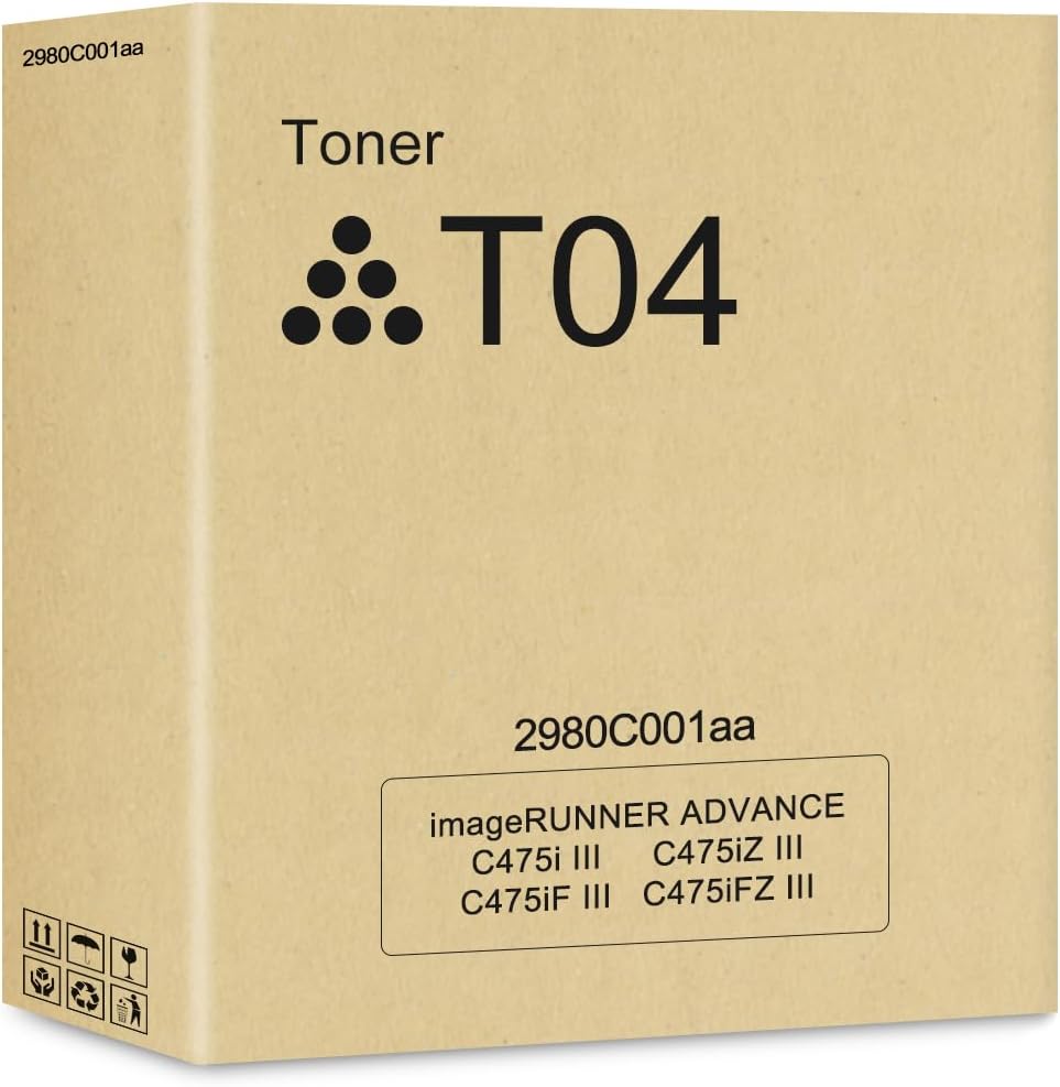 T04 Toner Black 2980C001aa T04L Toner Replacement for Canon T04 Black Toner Cartridge for imageRUNNER Advance C475iF III C475i III C475iZ III C475iFZ III Printer