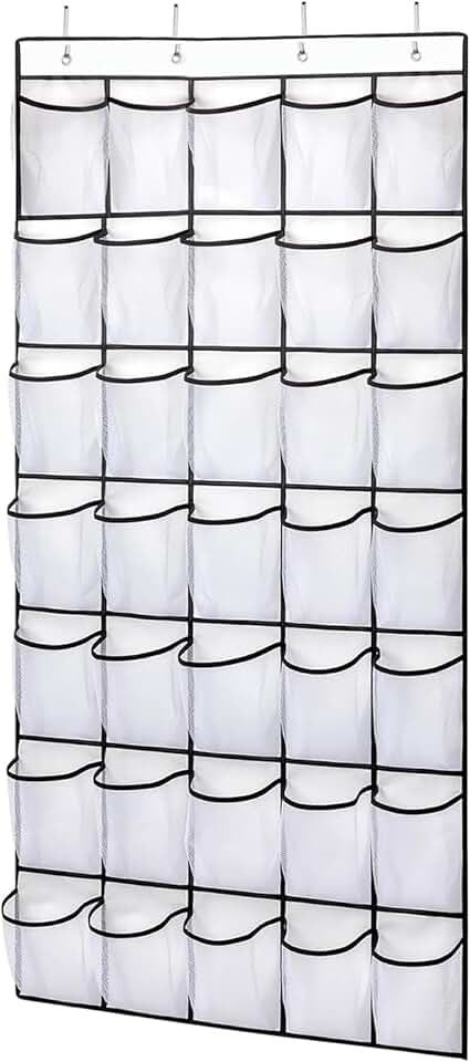 Sapateira de Porta Organizadora, Saco de Armazenamento Suspenso - Vertical, Organizador de Sapatos para Parede, Branco