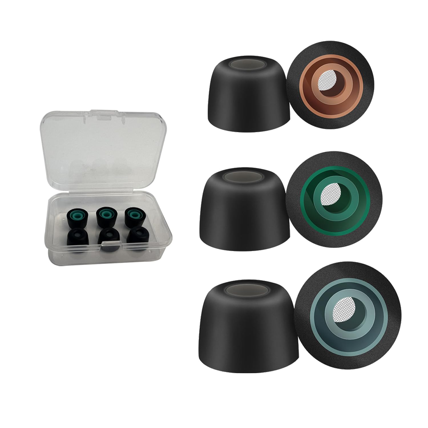 Three Pairs of Headset Foam Noise Reduction mesh tip Replacement Head，for Sony WF-1000XM5 Headset,Three Size Options，Blocking Out Ambient Noise，