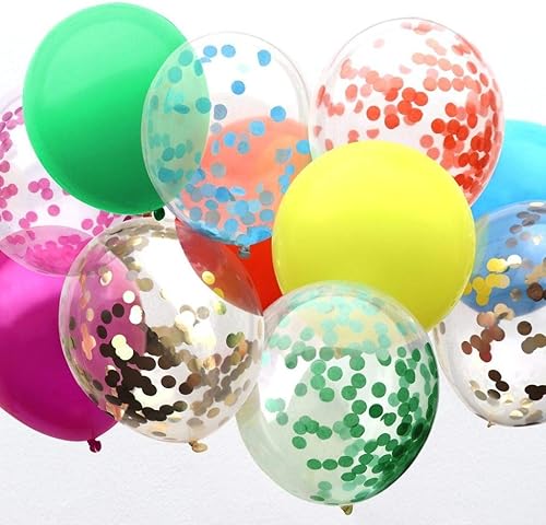 Miniatura 3 de Talking Tables Globos de confeti arcoíris cada paquete contiene 12 colores surtidos con cinta de papel de 11.8 in cuando está inflado