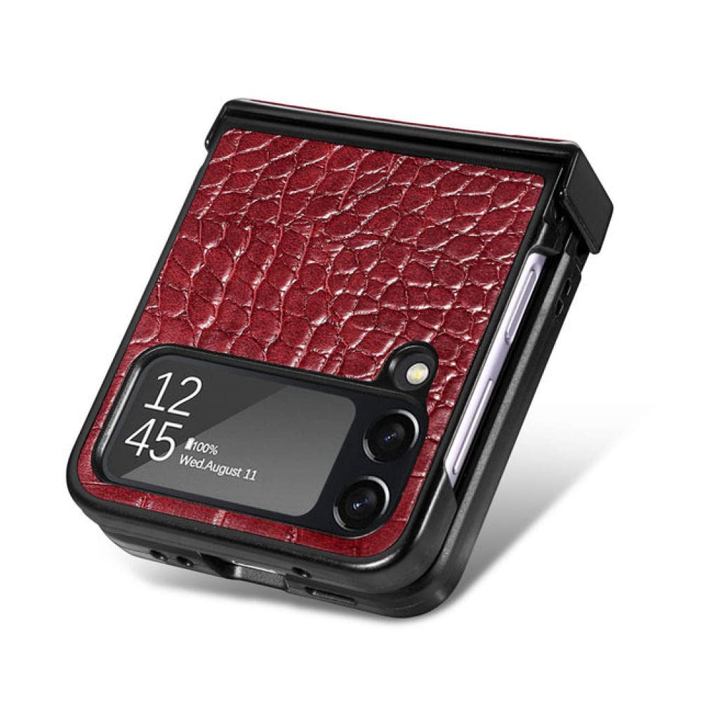 Coque Samsung Galaxy Z Flip 4 et 3 rouge à imprimé crocodile - 7