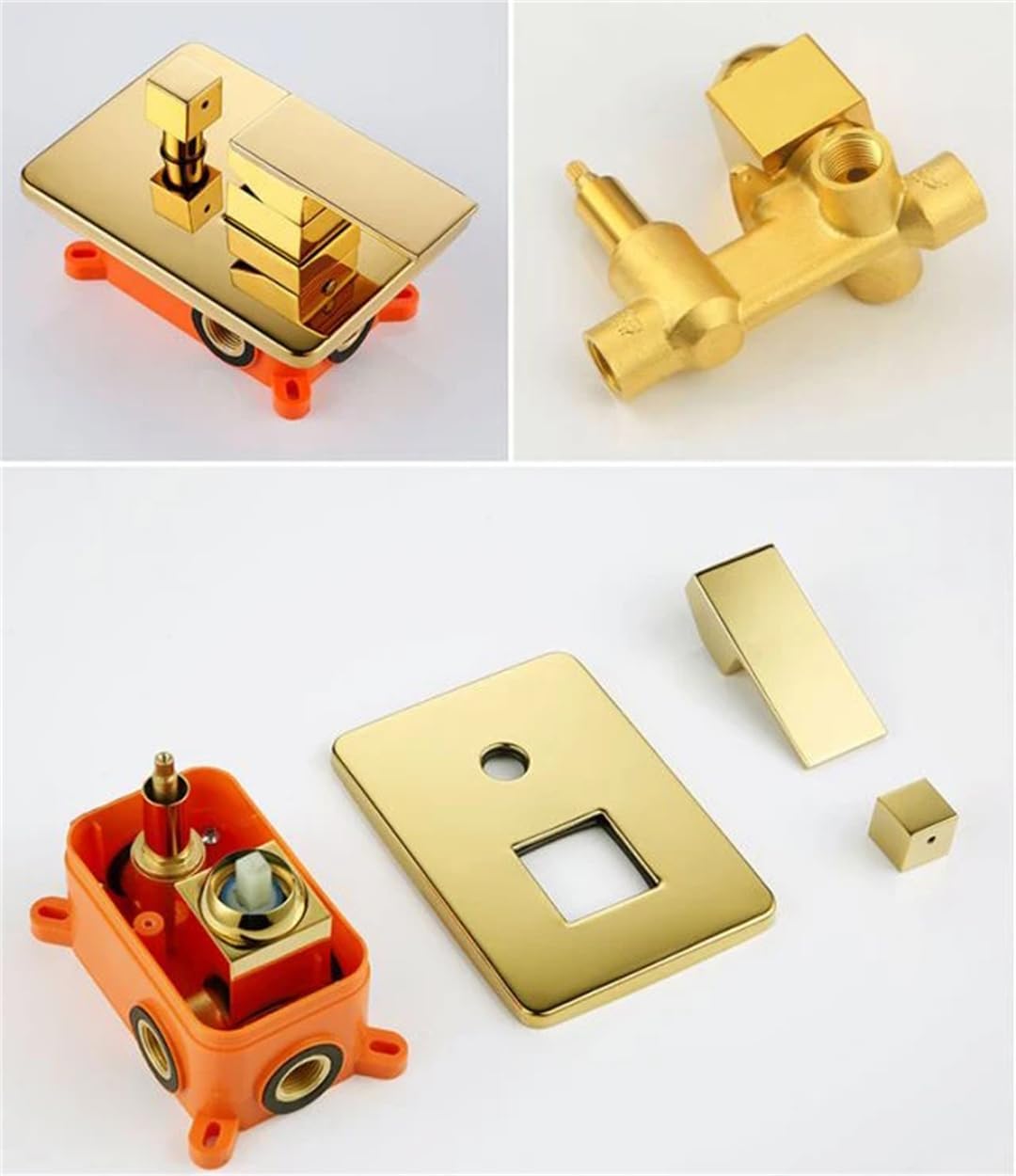 Hcclijo Golden Brass Shower Faucet Mixing Valve 1-2-3 Ways Concealed Embedded Box Brass Concealed Valve Wall Mount 2 Way Chrome