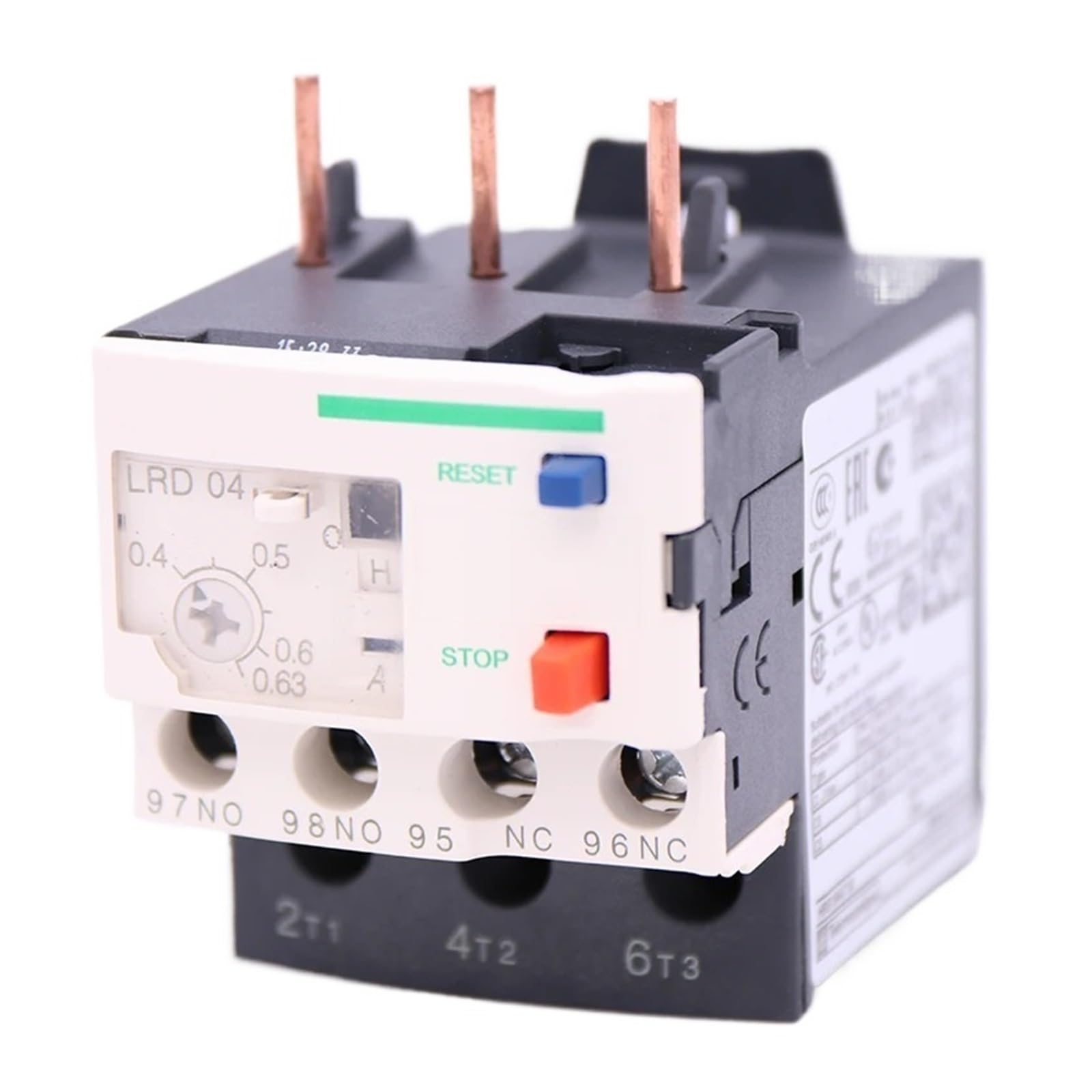 Relais différentiel LRD04 avec bornes à vis et contacts 1 NO + 1 NC