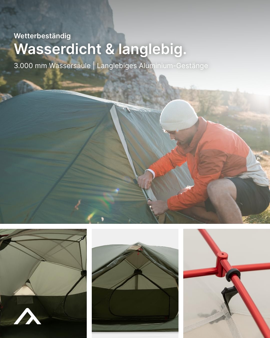 qeedo Light Birch Trekkingzelt in 4 Größen, kleines Packmaß, leicht