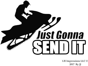 MBlk Snowmobile Jumping - Just Gonna Send It Decal Vinyl Sticker Graphics|UR Impressions|for Cars Trucks SUV Vans Walls Windows Laptop Tablet|Matte Black|6.8 X 4.4 Inch|JJURI111