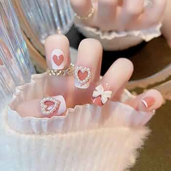 24))ハートネイル フレンチガーリー ネイルチップ 韓国ネイル リボンネイル 24))ハートネイル フレンチガーリー ネイルチップ 韓国ネイル リボン