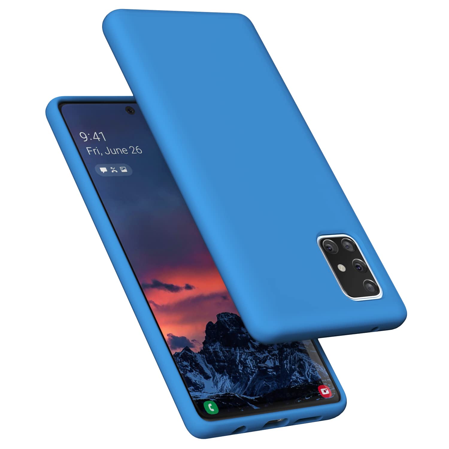 E SegoiSamsung Galaxy A71 5G Case, Liquid Silicone Gel Rubber Shockproof Case Soft Microfiber Cloth Lining Cushion Compatible with Galaxy A71 5G 6.7 inch (Miami Blue)