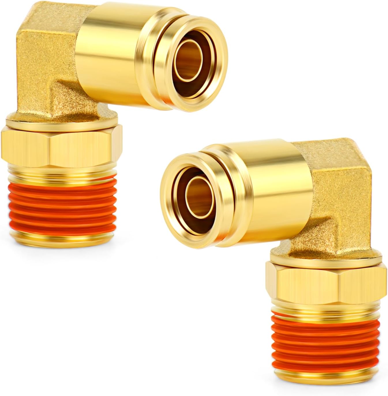 GASHER 2PCS Brass DOT Push to Connect Fittings, 1/2" OD x 1/2" NPT 90 Degree Elbow
