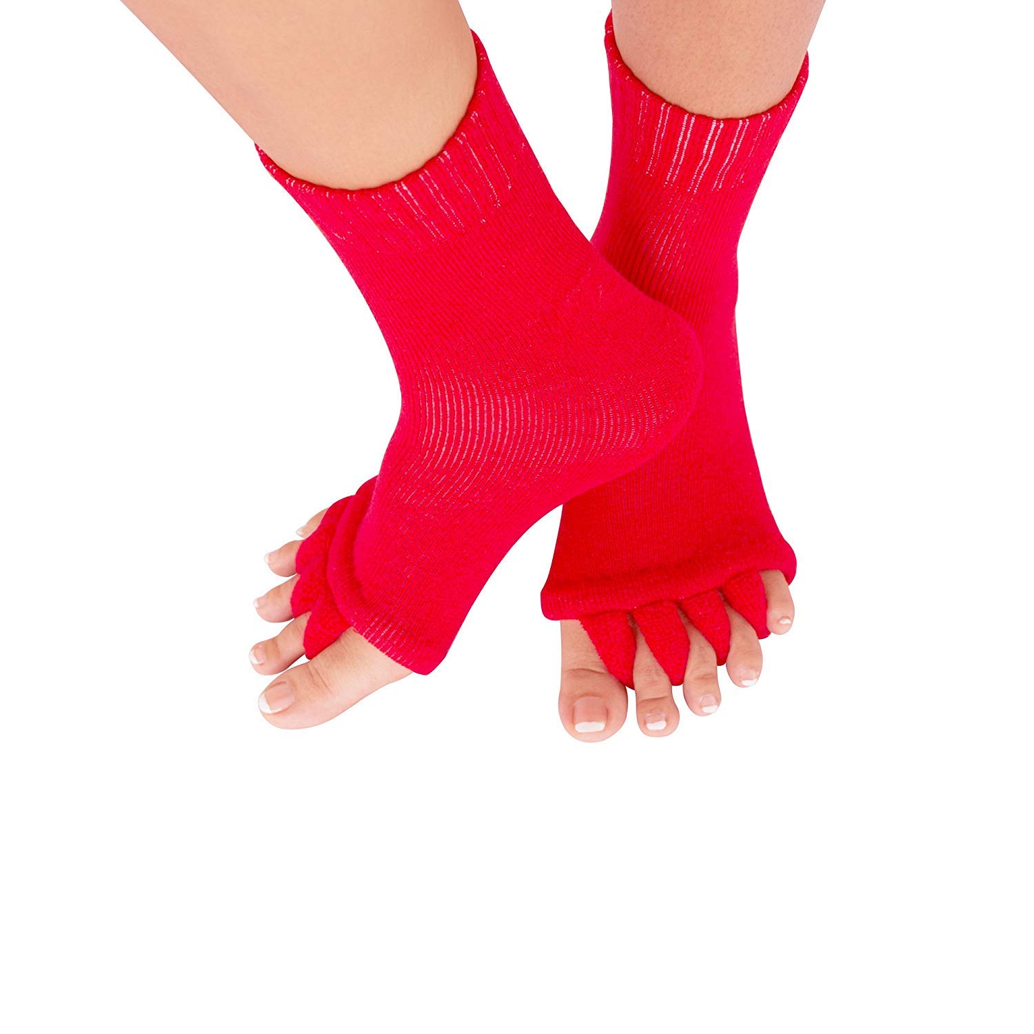 Toe Separator Yoga Gym Sports Massage Socks for Foot Alignment, Great for Sore Feet and Diabetics with Free Exercise Guide!