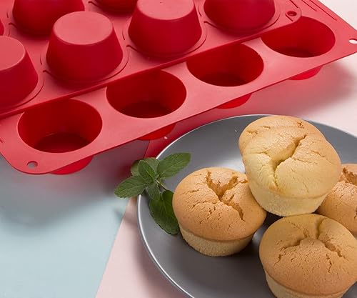Miniatura 5 de Webake Molde para magdalenas de 12 tazas, molde europeo de silicona para magdalenas, bandeja antiadherente para magdalenas, molde para magdalenas de
