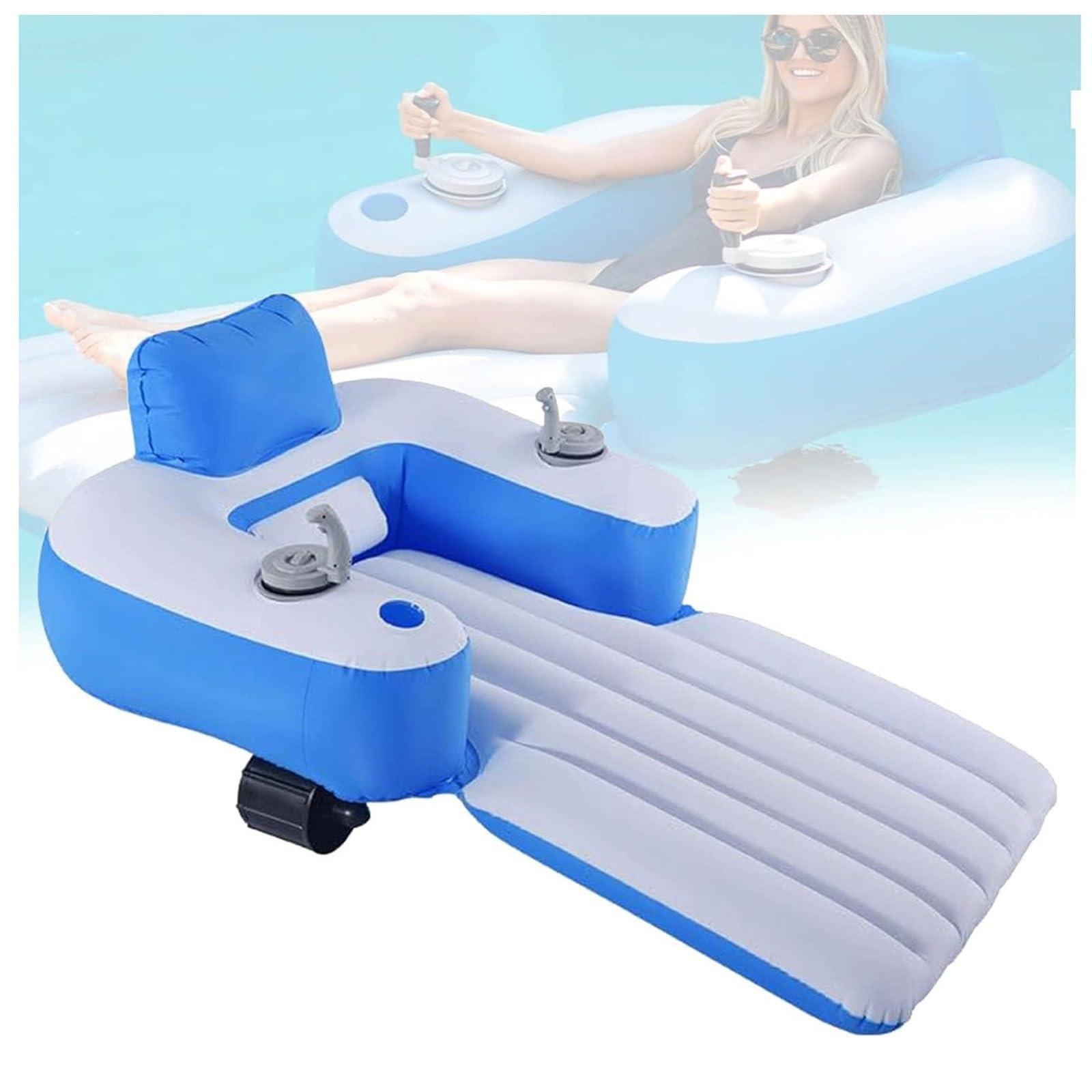 FHRKA Electric Motorized Pool Float with Water Spray Design | Rotating Thruster,Rechargeable,Pool Lounger,Inflatable Tanning Pool (Lithium batteries)