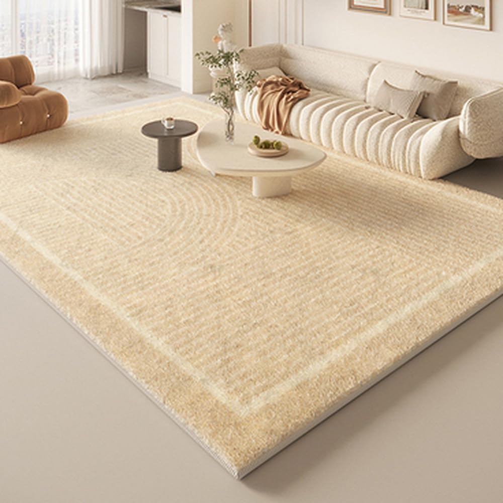Tapis de salon crème français moderne 140x200 cm pour chambre et bureau