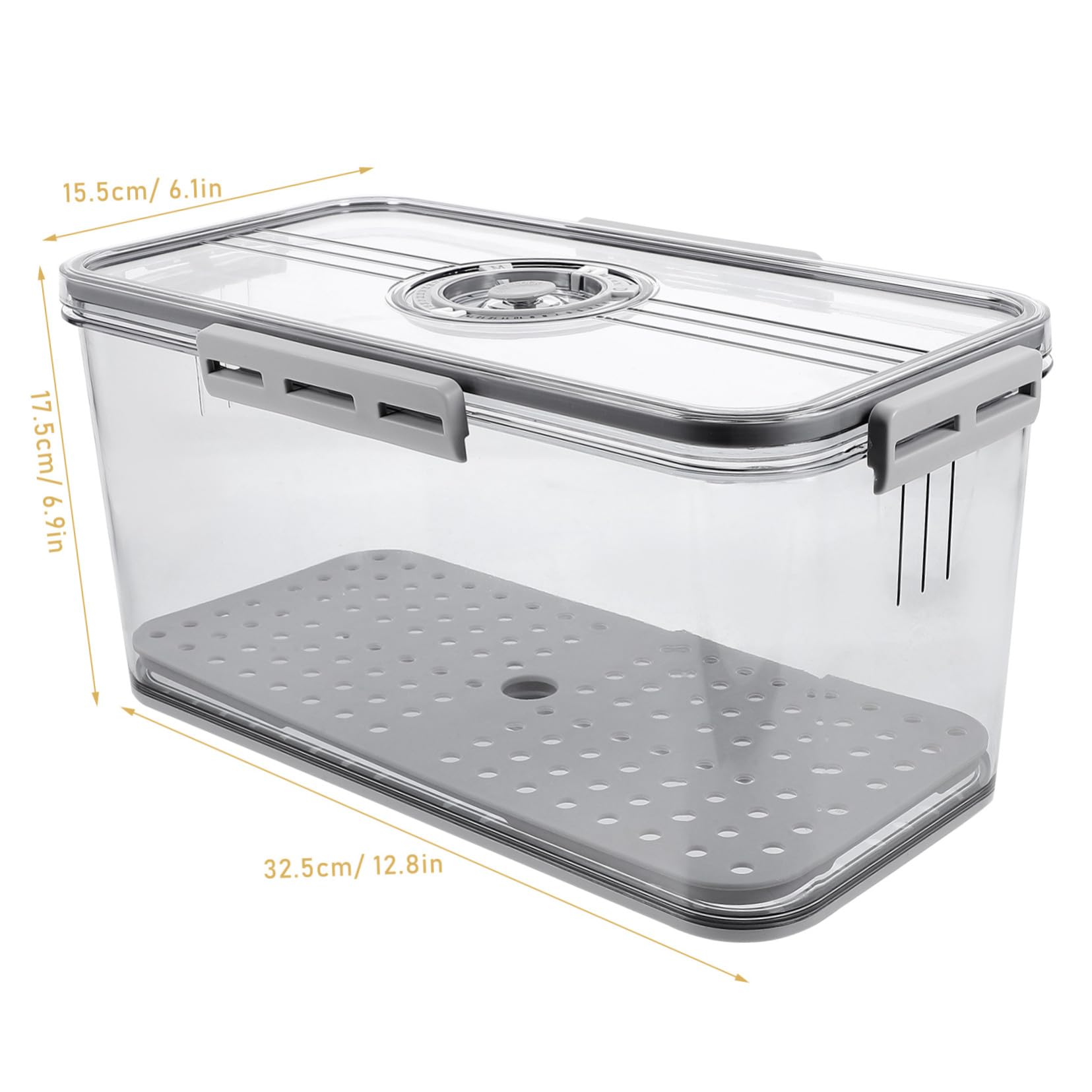 TOYANDONA Caja Hermética de PET para Pan y Verduras, Contenedor de Almacenamiento con Tapa y Bandeja de Drenaje, Mantiene Frescura Frigorífico