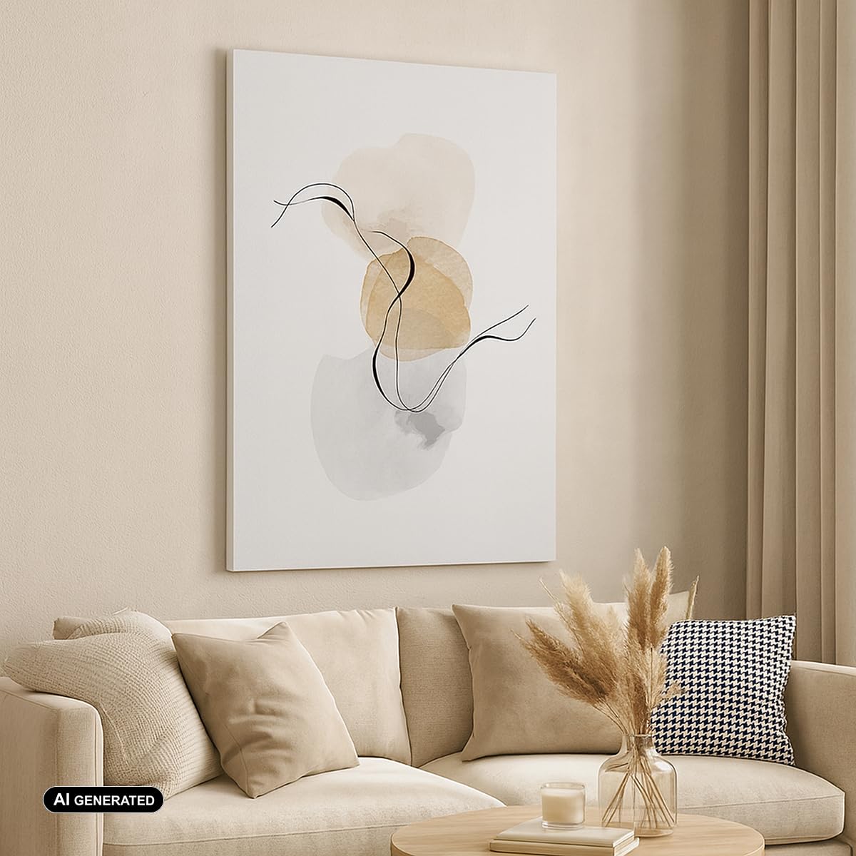 Cuadro sobre Lienzo 50x70 cm Moderno Vertical Abstracto Pastel - 4827 | Acuarela Minimalist Cuadro Decorativo Arte mural Decoración del Hogar Salón Dormitorio Cocina sobre Lienzo Cuadros de Pared