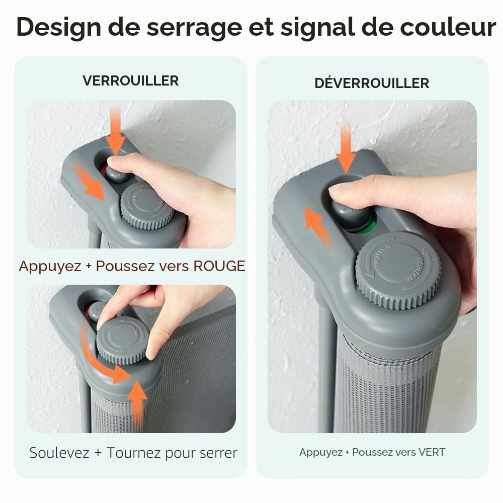 COMOMY 0 à 300cm Barriere de Securite Retractable, Barriere de Securite Enfant, Bébés,Chiens et Chats, Opération à Une Main, Gain de Place, Barrière Extensible pour Escalier/Portes/Extérieur, Gris