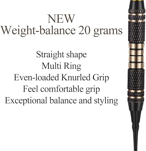 Miniatura 3 de sanfeng Juego de dardos de punta suave de 0.63 oz  Punta profesional de plástico para dardos con barril de latón + ejes de aluminio + 50 juntas