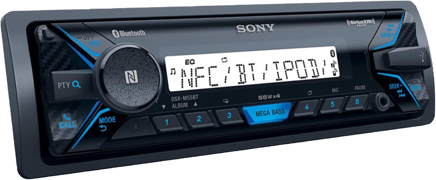 Sony DSX-M55BT Marine Media Receiver with XC2110 Mono Class D Marine Amplifier