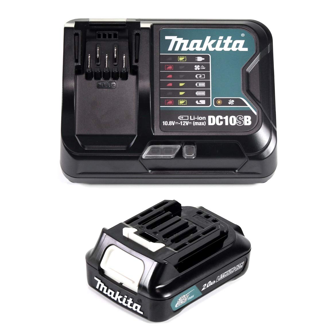 Makita Power Source Set 12 V pone 1 x BL1021B batería 2.0Ah + DC10SB lader
