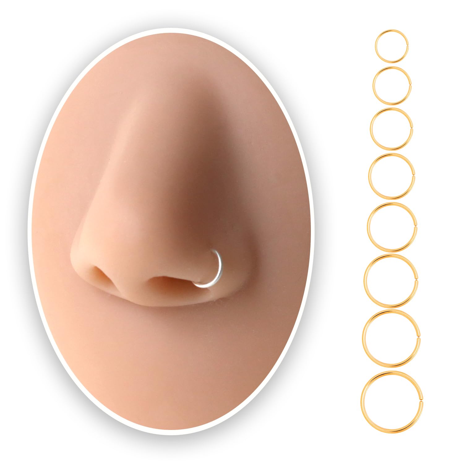 Sealoy5mm Super Tiny Thin Nose Rings Hoops for Women/Men, Small Gold Nose Rings 24g for Nose Piercings (1pc - 24 gauge - 5mm, 14K Gold Filled)