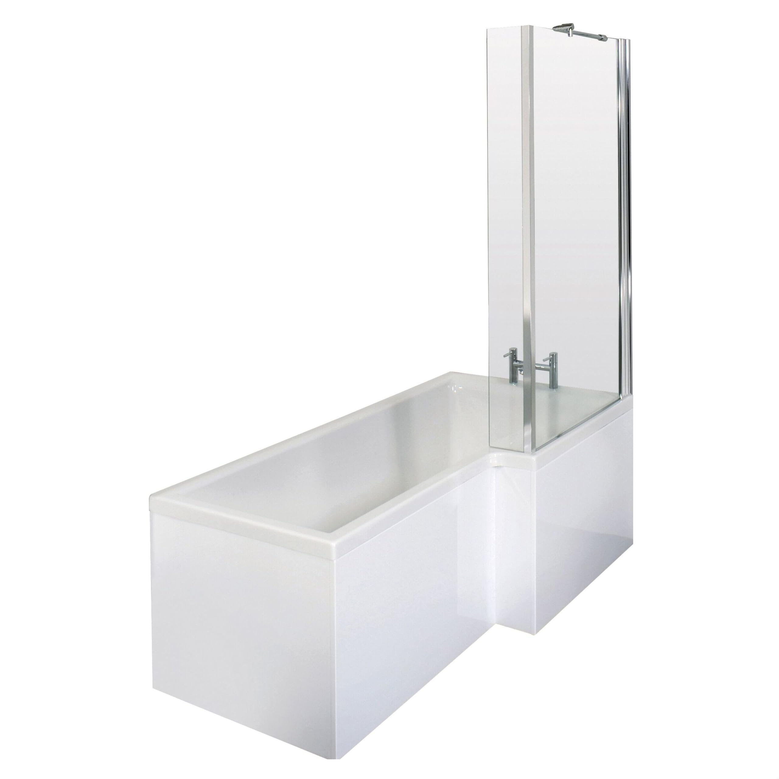 Balterley L Shape Right Hand Shower Bath Screen Fixed Return Front Panel 1500mm - White