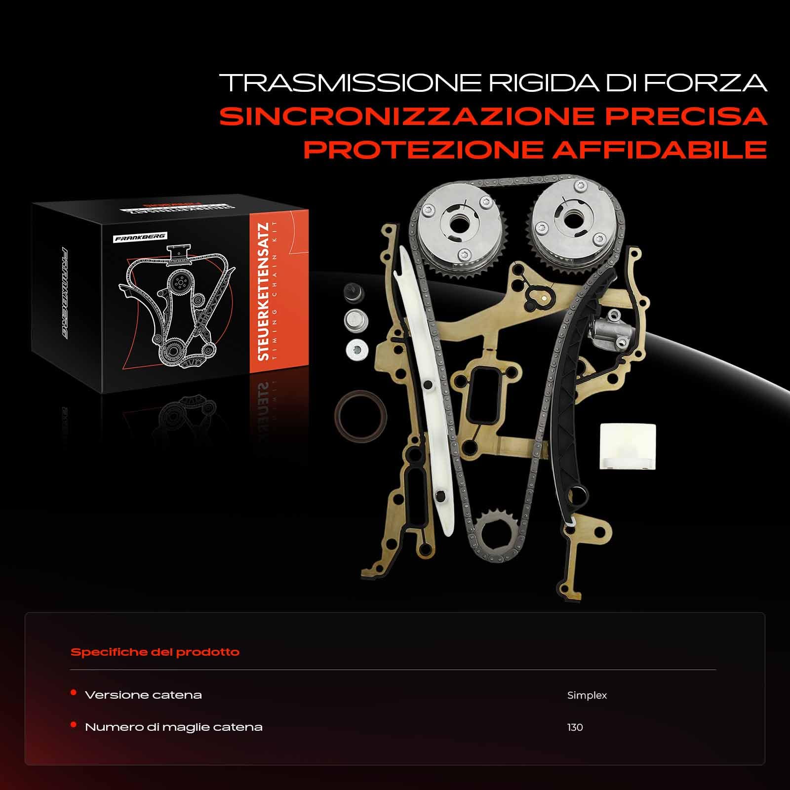 Frankberg Kit catena di distribuzione 55562234 | Compatibile con: Corsa D S07, Aveo Hatchback T300, Corsa MK III (D) L_8, Astra MK VI (J) P10, Cascade W13, Astra J P10