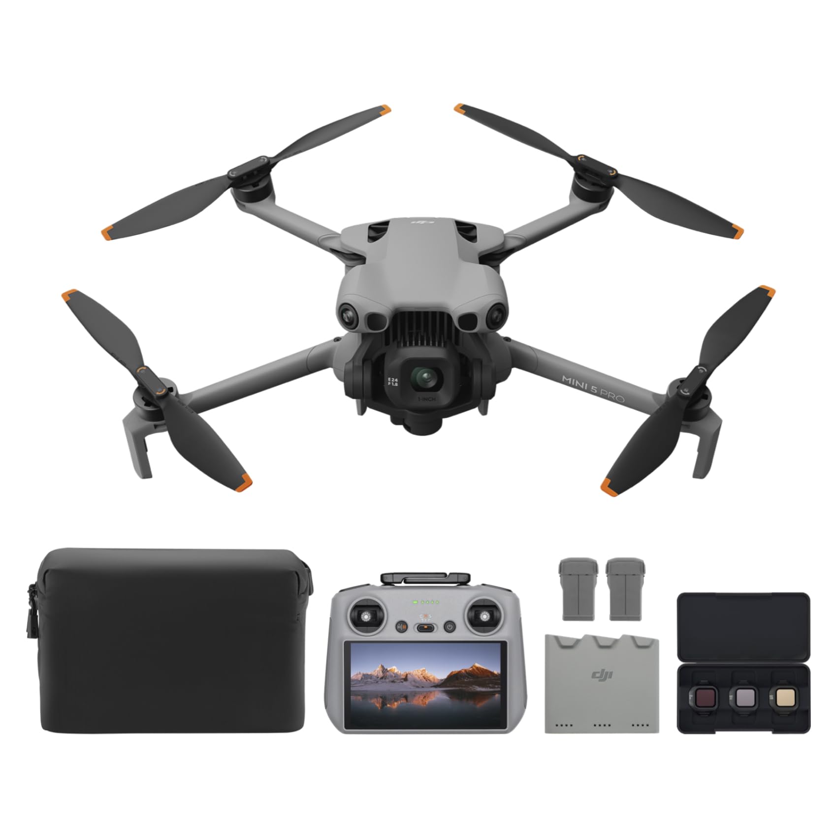 DJI Mini 5 Pro Fly More Combo Plus with DJI RC 2, Drone with Camera, 1-Inch CMOS, 4K Drone for Beginners, Obstacle Sensing, ActiveTrack 360°, 225° Gimbal Rotation, Extended Battery Life