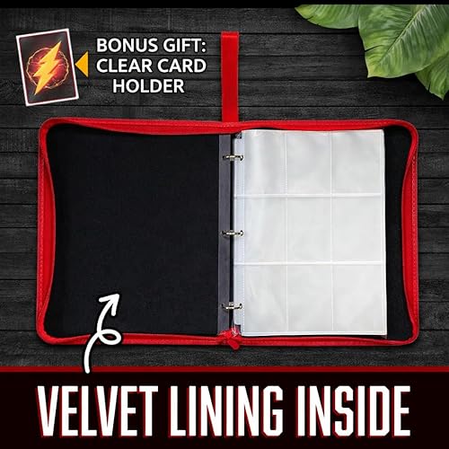 Miniatura 5 de Carpeta de tarjetas coleccionables con cremallera y asa, tarjetero de doble cara con 9 bolsillos para 900 tarjetas, cubierta de piel sintética,