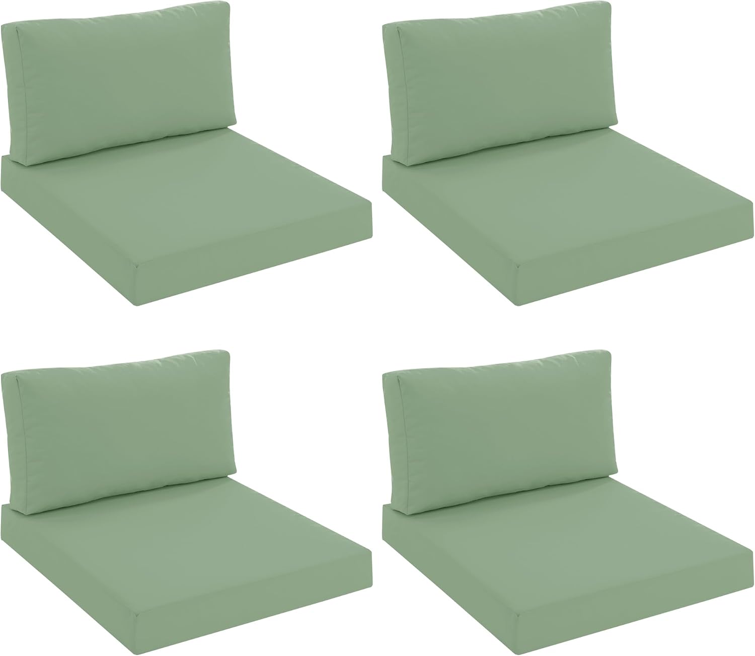 Summsun Patio Furniture Cushions Replacement Set of 4, Outdoor Deep Seat Couch Cushion and Backrest Pillow with Waterproof Removable Cover for Sectional Sofa Set, 25.6 x 25.6 Inch, Sage Green