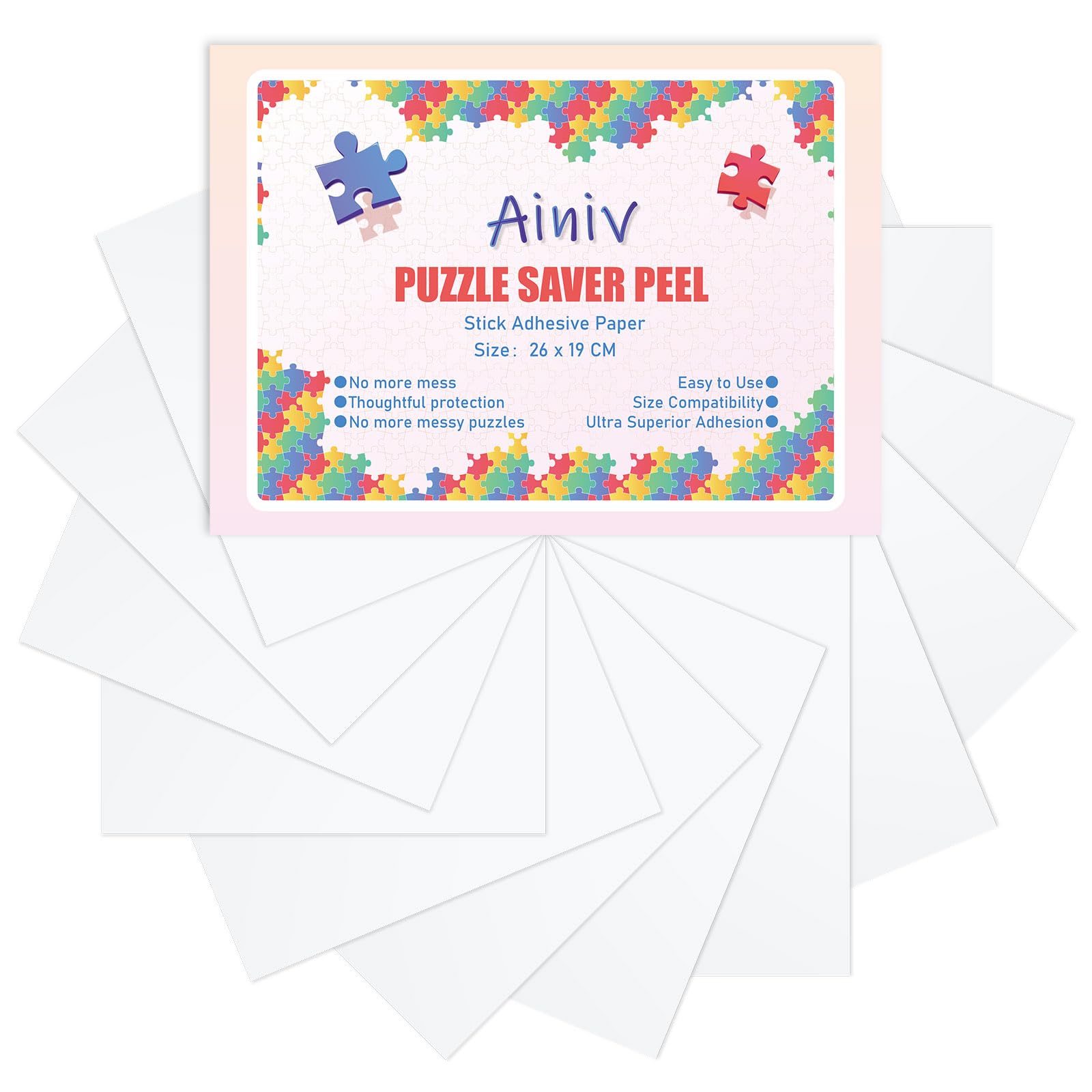 Ainiv 16 sztuk kej do puzzli,przezroczysta folia do układanki,arkusze samoprzylepne do puzzli, łatwy do zamocowania klej do puzzle,samoprzylepna oszczędzająca układankę