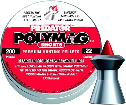 Predator Polymag Shorts, 22 Cal Pellets, 15.75 Grains, Pointed, 200 ct