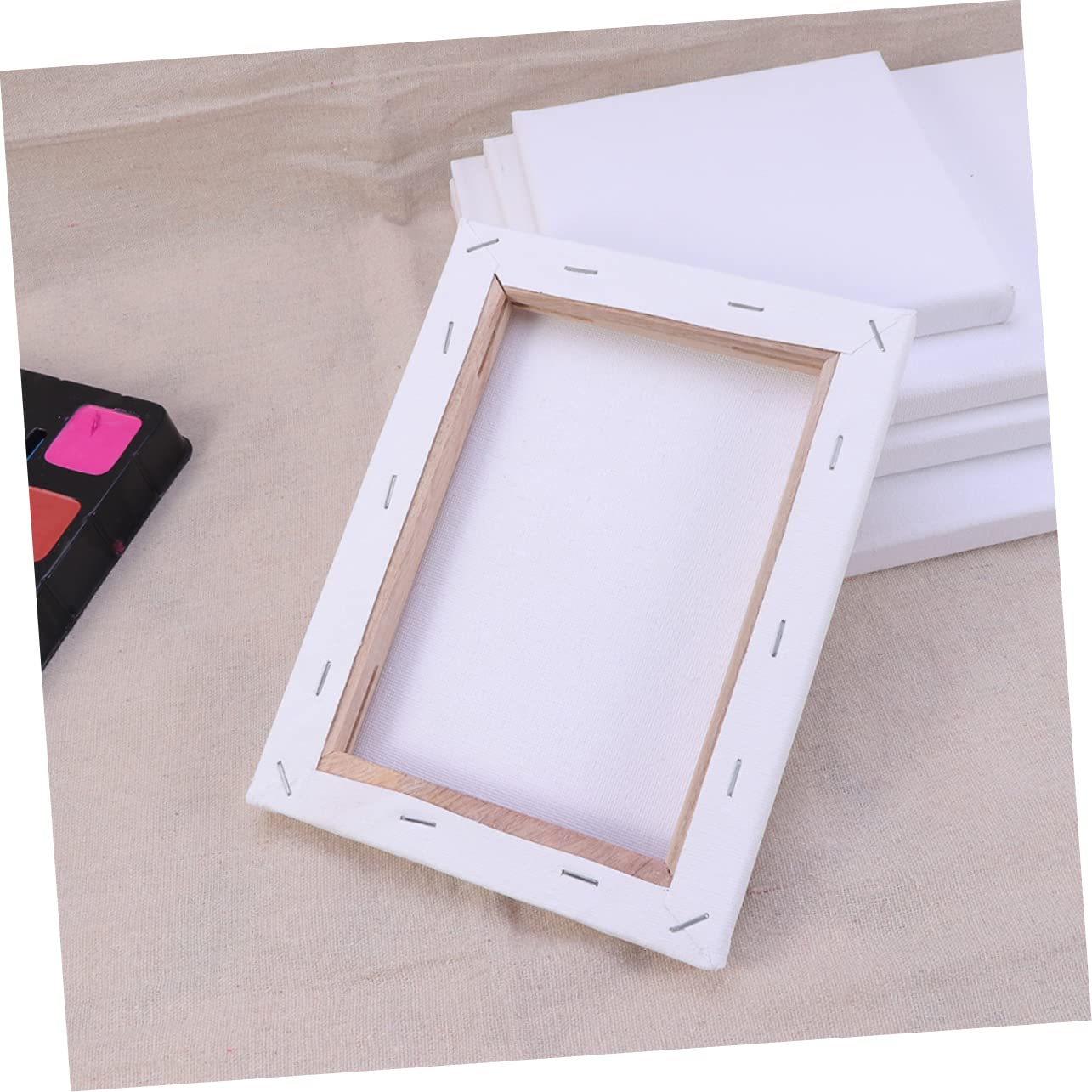 Toile Tendue Blanche en Coton Lin 6 Pièces pour Peinture