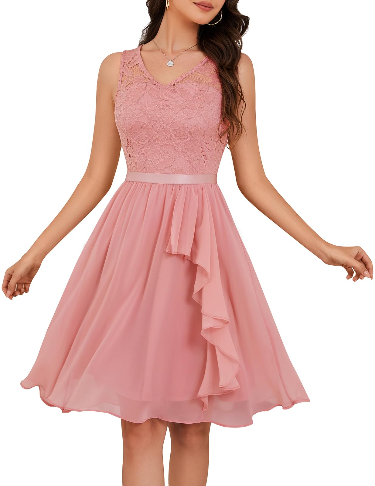 Meetjen Women's Cocktail Party Dresses 2025 Handkerchief Hem Lace Formal Wedding Guest Bridesmaid Fancy Prom Dress