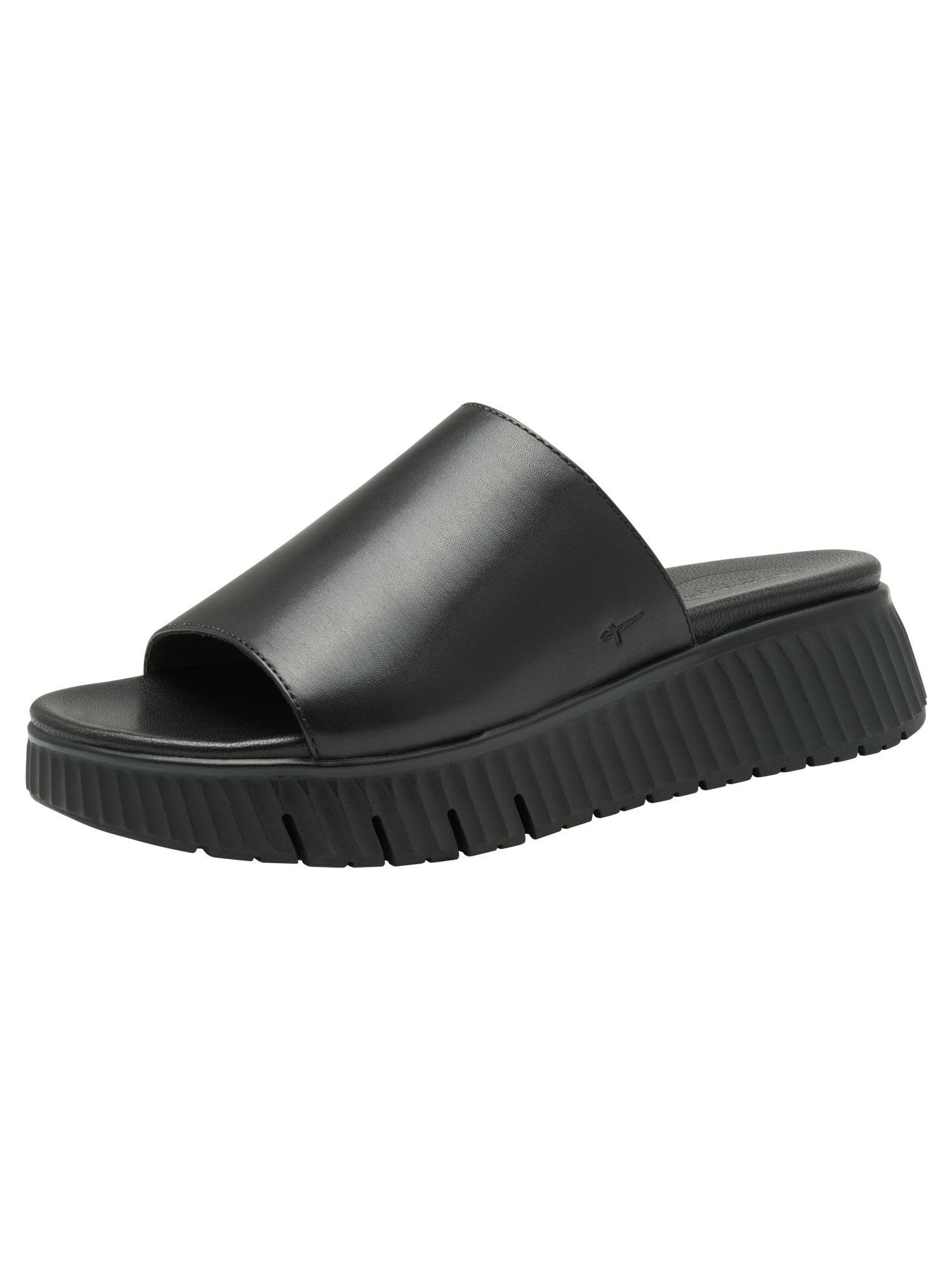 Tamaris Comfort Women’s Leather Platform Mules, Black, 7,5 UK