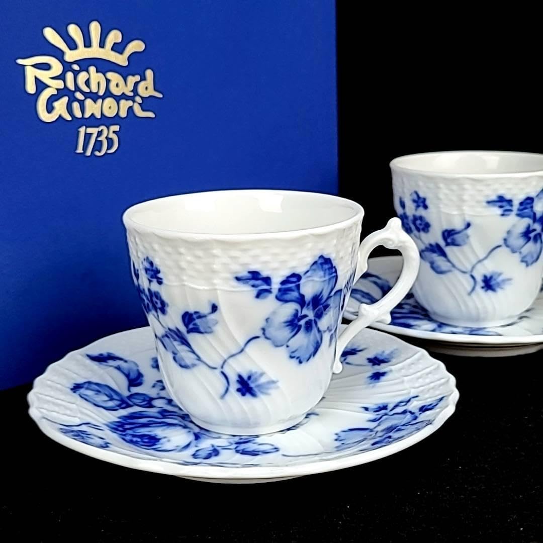 Richard Ginori Rose Blue Cup & Saucer Pair with Box : Amazon.ca: Home
