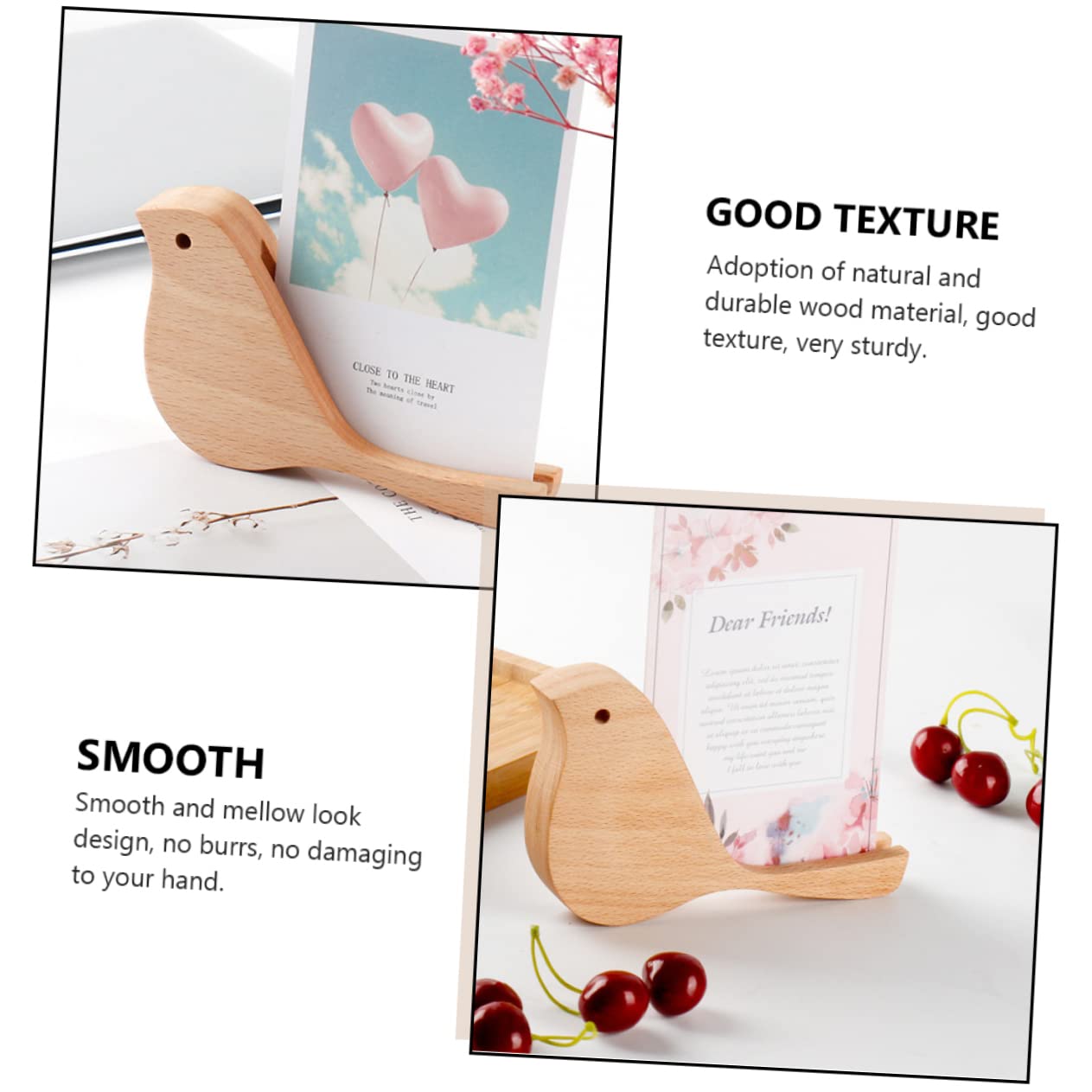 EXCEART 3 Piezas Base De Notas Decoración De Pájaros De Madera Sin Terminar Pájaros De Madera Soporte De Menú De Soporte De Número De Mesa Rústico Estatuilla De Pájaro De