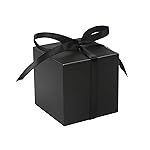 COTOPHER 100pcs Wedding Favor Boxes, Paper Gift Boxes 3x3x3 Inches Small Gift Boxes with Ribbons Small Boxes for Gifts, Crafting, Cupcake, Candy, Bridesmaid Proposal BoxesEasy Assemble Boxes (Black)