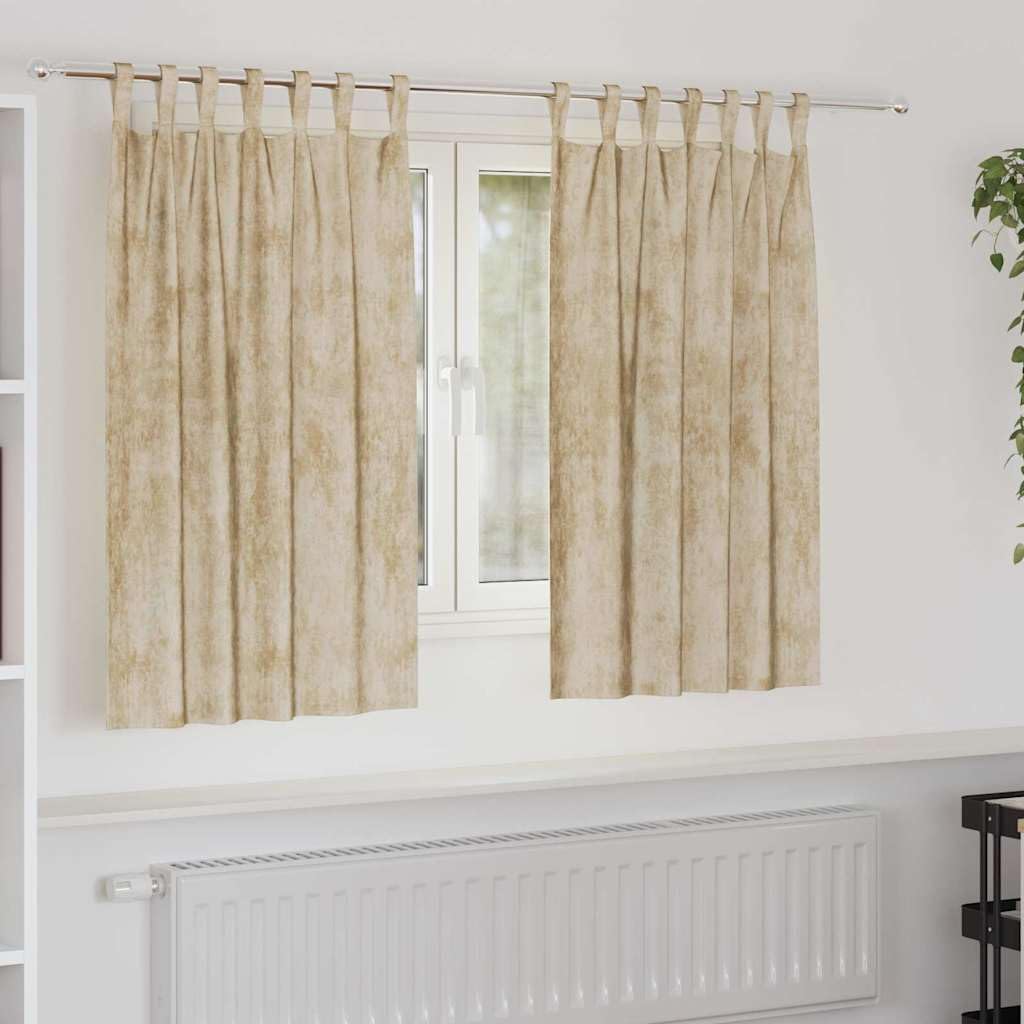 Samtvorhänge Creme 2 Stück 140 x 140 cm Vorhänge mit Sichtschutz Verdunkelung Thermo Isolierung für Wohnzimmer Schlafzimmer Kinderzimmer stilvoller Dekoschal