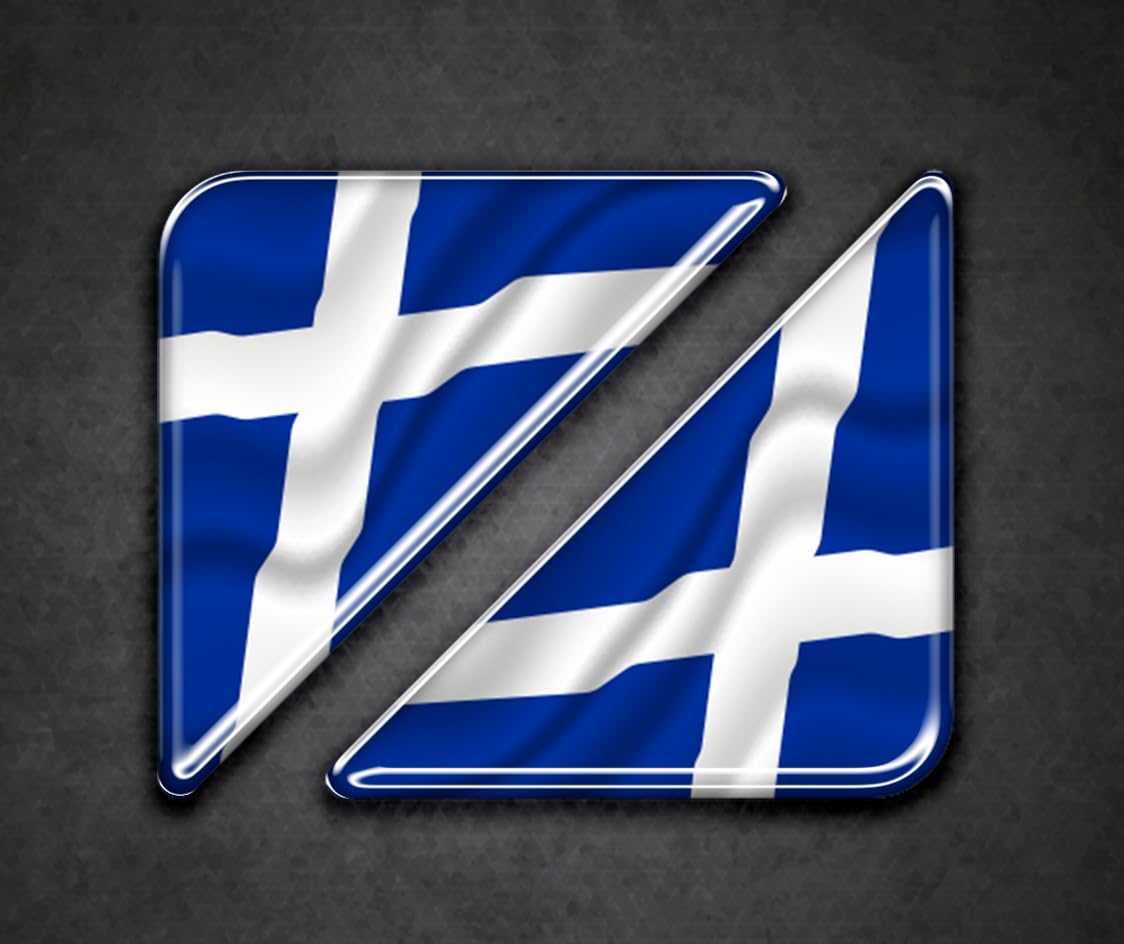 Gelz Blue, White 2 X 55Mm Waving Scotland Flag Corner Number Plate Stickers High Gloss Domed Gel
