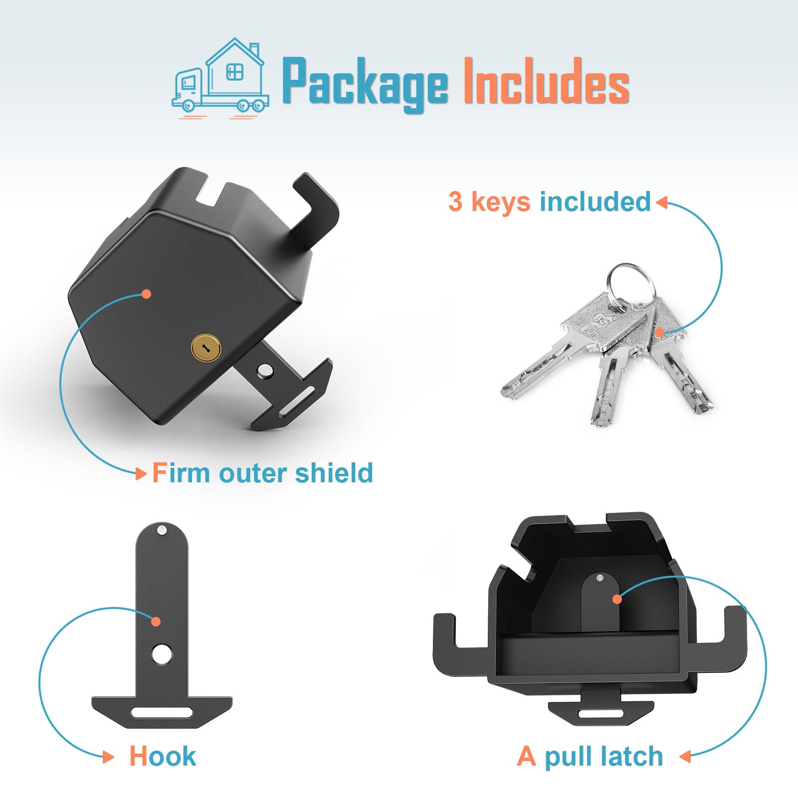 Heavy Duty Trailer Coupler Lock - Fits 2-5/16", 2", 1-7/8" Couplers, High Security Anti-Theft RV Trailer Lock With Key & Dust Cover