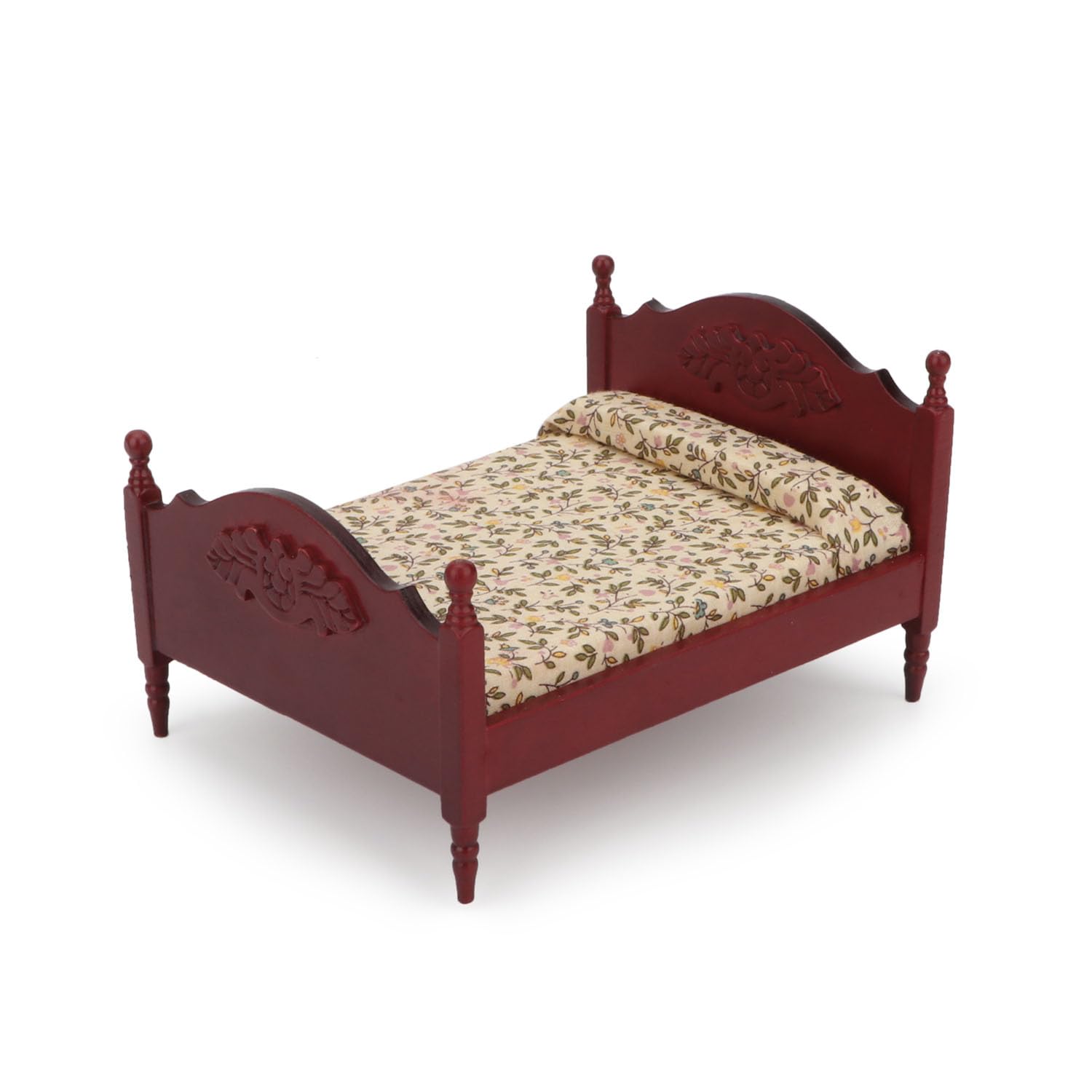 Mobili in miniatura per casa delle bambole in legno, letto con materasso e cuscino, scala 1 e 12, accessori decorativi per casa delle bambole (rosso)