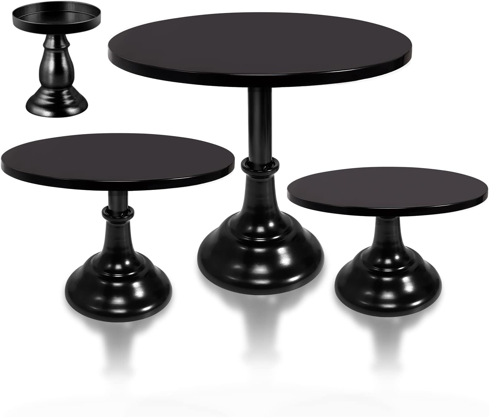 4 Pcs Black Cake Stand Set Round Metal Halloween Cake Stands Metal Cupcake Holder Black Dessert Table Display Set for Wedding Birthday Party Baby Shower Anniversaries Supplies