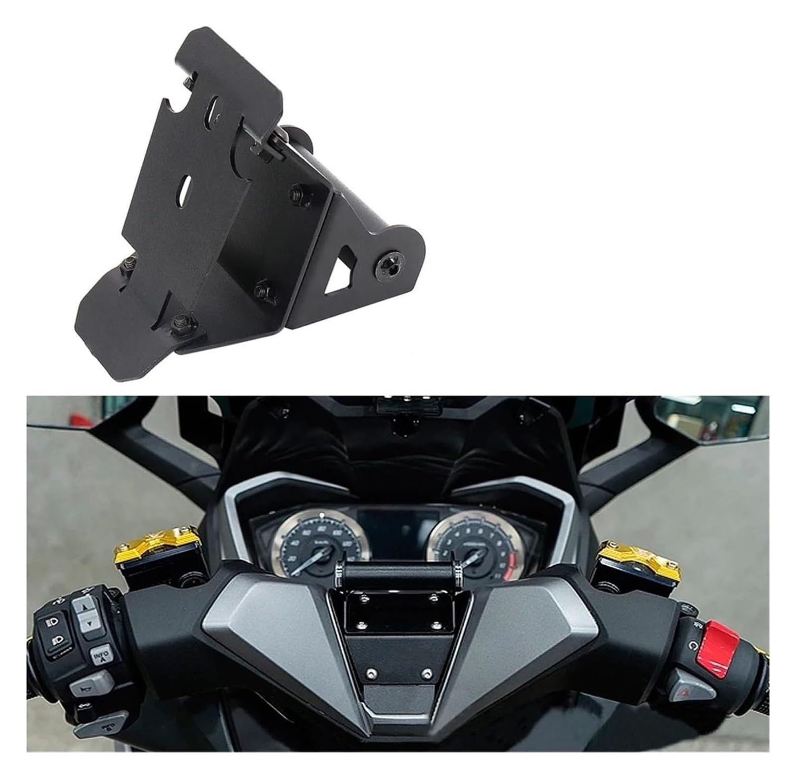 Manillar USB para Motocicleta para FO&RZA 350 Motocicleta Delantero Caballete Soporte Smartphone GPS Navegación Placa Chasis(-12mm B)