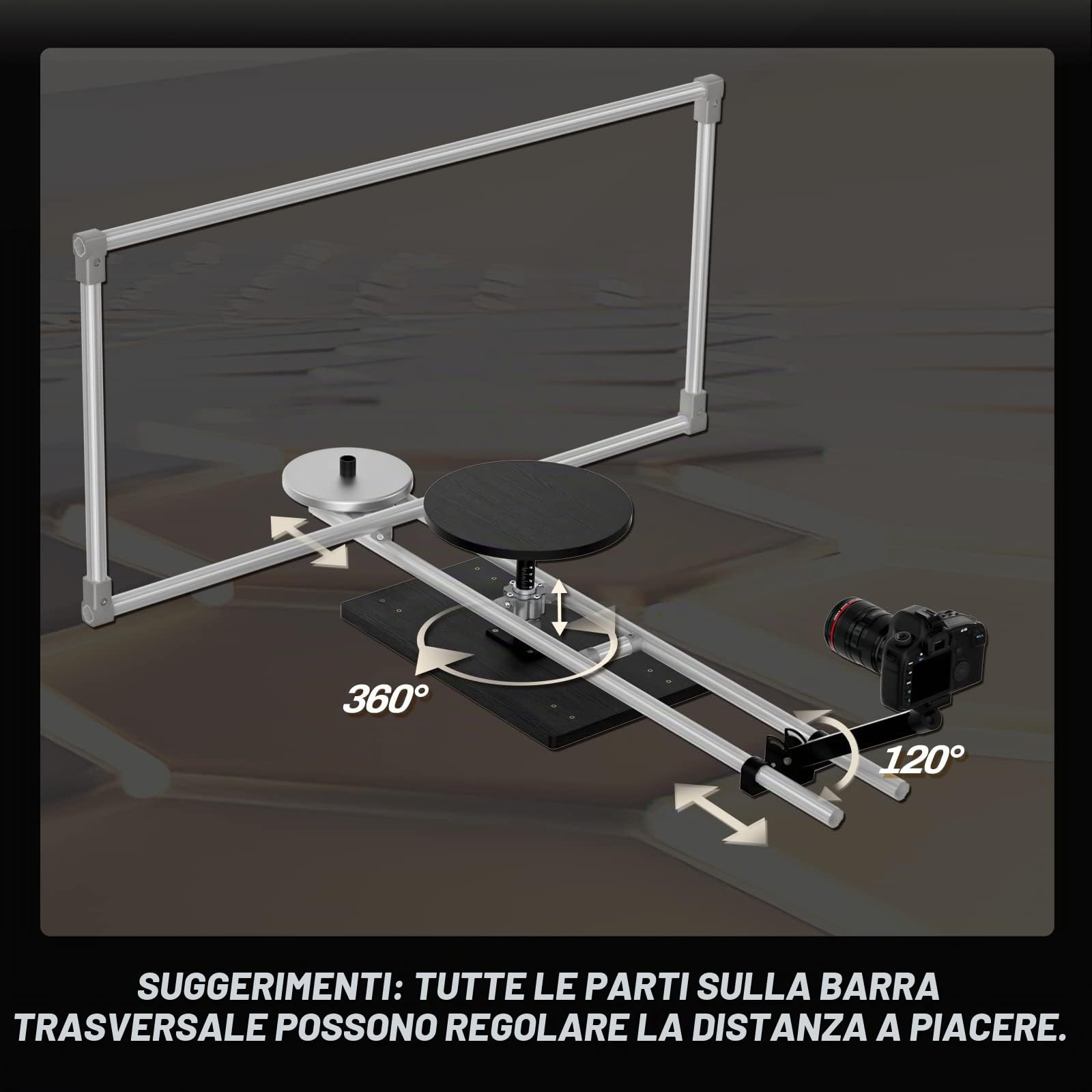 RAUBAY 360 gradi Spinner (lite versione), piatto girevole professionale per fotografia, piattaforma video fotografico, cursore girevole per fotocamera per video commerciali, fotografia del prodotto