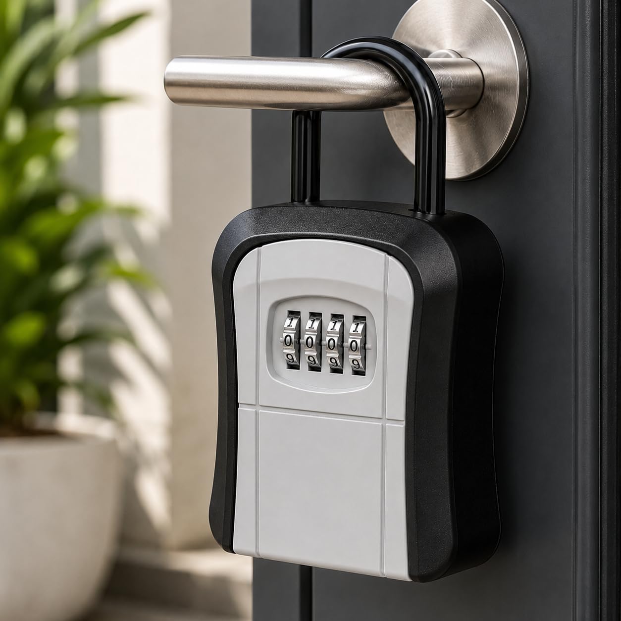 portable combination key lock box waterproof weatherproof wall mount security safe for house office keys 4 digit resettable code heavy duty aluminum alloy storage case outdoor indoor key organizer-1