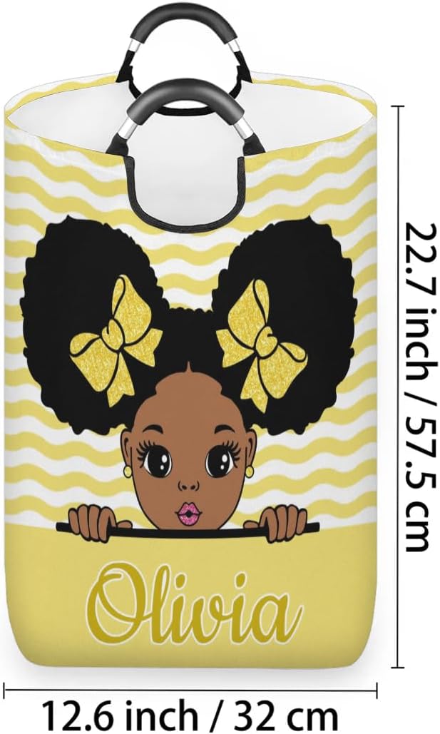 Personalized Laundry Basket with Handles, Custom Laundry Hamper with Name for Bathroom, Dirty Clothes Storage Basket Gifts for Men Women Boys Girls - Princess Girl