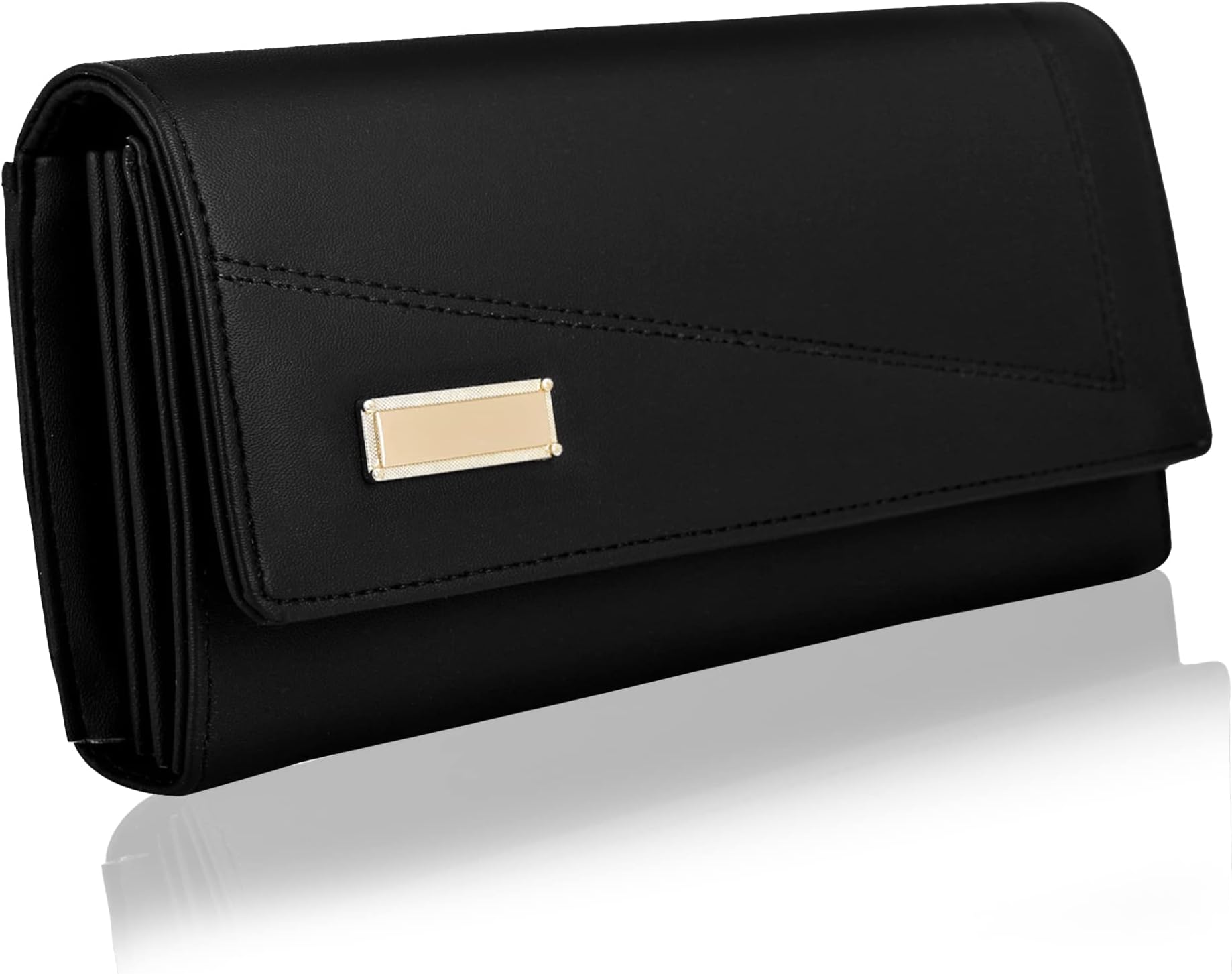 ALSU Women's Wallet | Stylish Purse with Phone Pocket,4 Card Pocket and Multiple Compartment| Party Clutch for Girl | Travel Hand Purse for Women| Office Bag for Women (Black)
